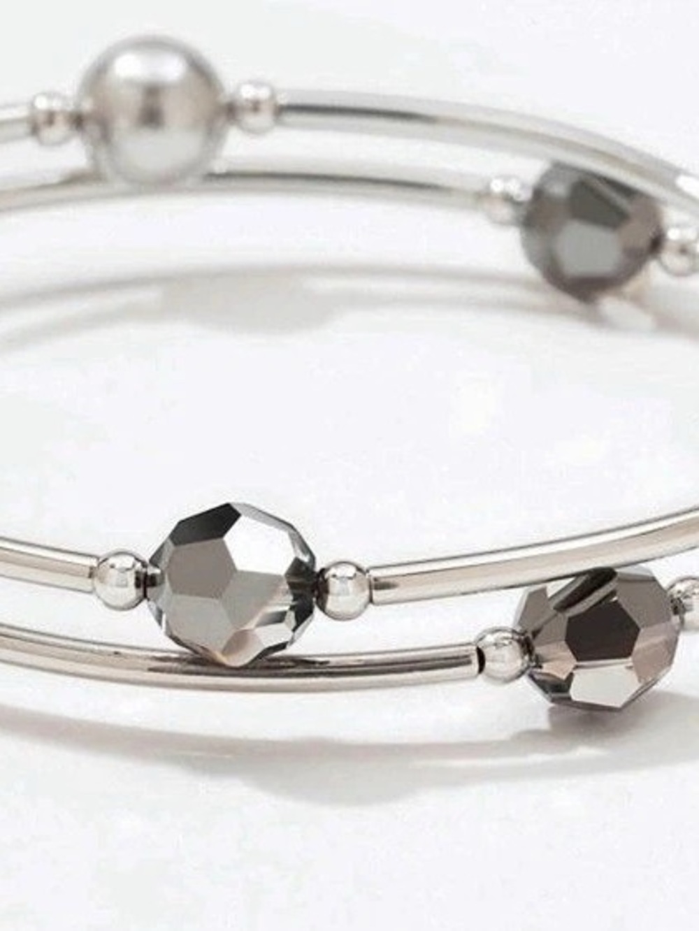 Touchstone Crystal by Swarovski Silver Pearl and Crystal  wind up wrap bracelet
